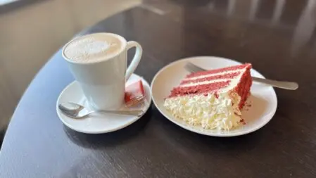 Coffee and red velvet cake